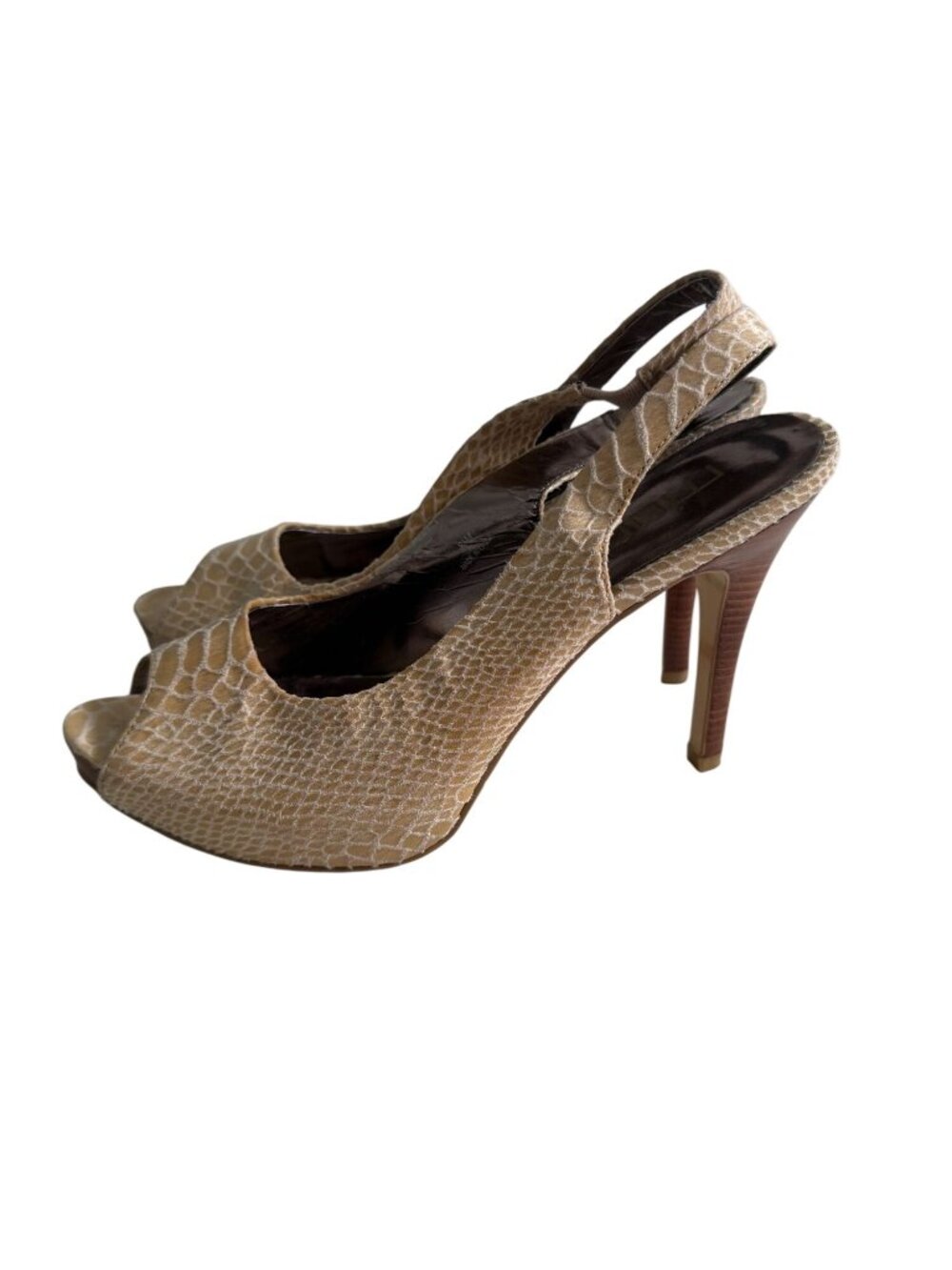 MODA Beige Leather Slingback Heels Size 8.5 - Picture 8 of 9